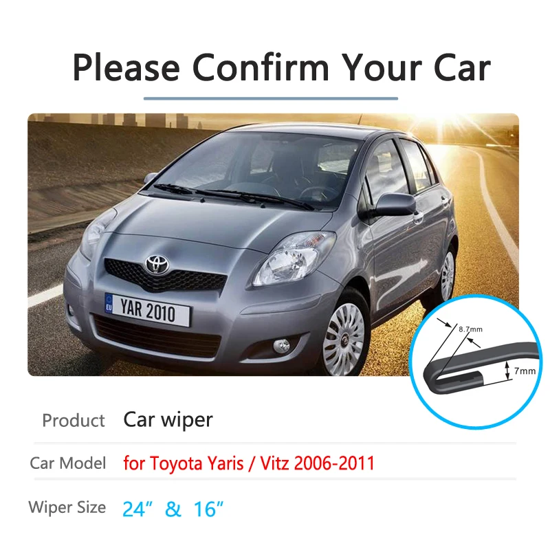 Car Wiper Blade for Toyota Yaris Vitz XP90 2006~2011 MK2 Front Windshield Windscreen Wipers Car Goods 2007 2008 2009 2010