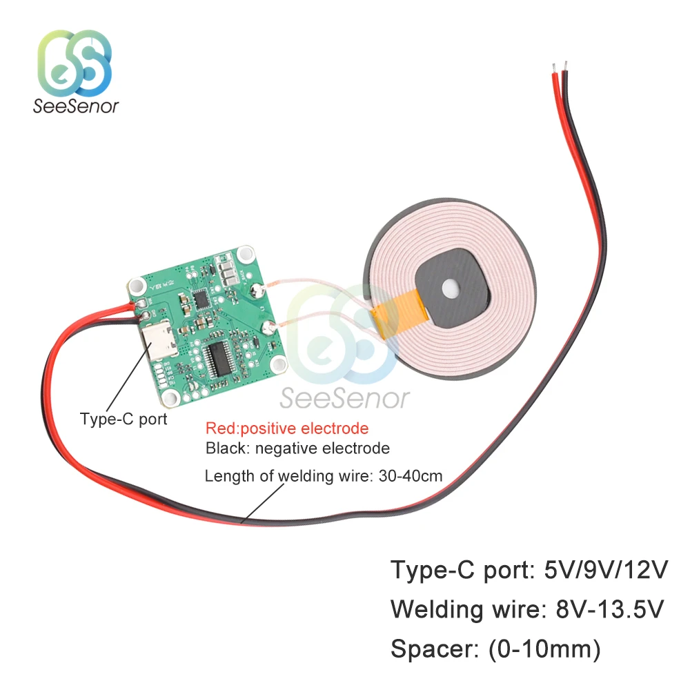 Imagem -03 - Carregador sem Fio de Carregamento Rápido Módulo Transmissor Usb Tipo-c e Bobina para qi Bateria do Telefone Carro 20w High Power 5v 12v 24v