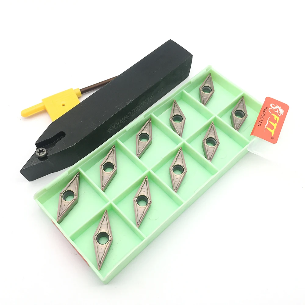 10pcs VBMT160404 MV FT1125 Carbide Inserts External Turning Tool Cutting Insert 1pcs SVVBN2020K16 Holder For Lathe