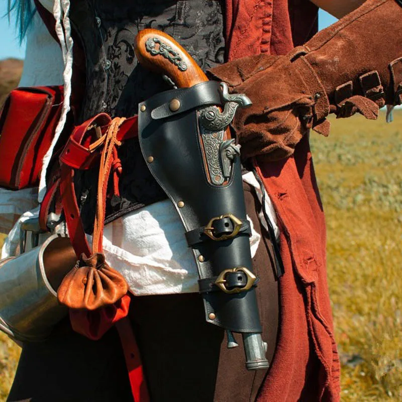 Steampunk ซองหนังใส่ปืนพกสำหรับ Flintlock ผู้ถือปืนปืนชุดคอสเพลย์ผู้หญิงยุคฟื้นฟูศิลปวิทยายุคกลางอัศวินโจรสลัดวินเทจ