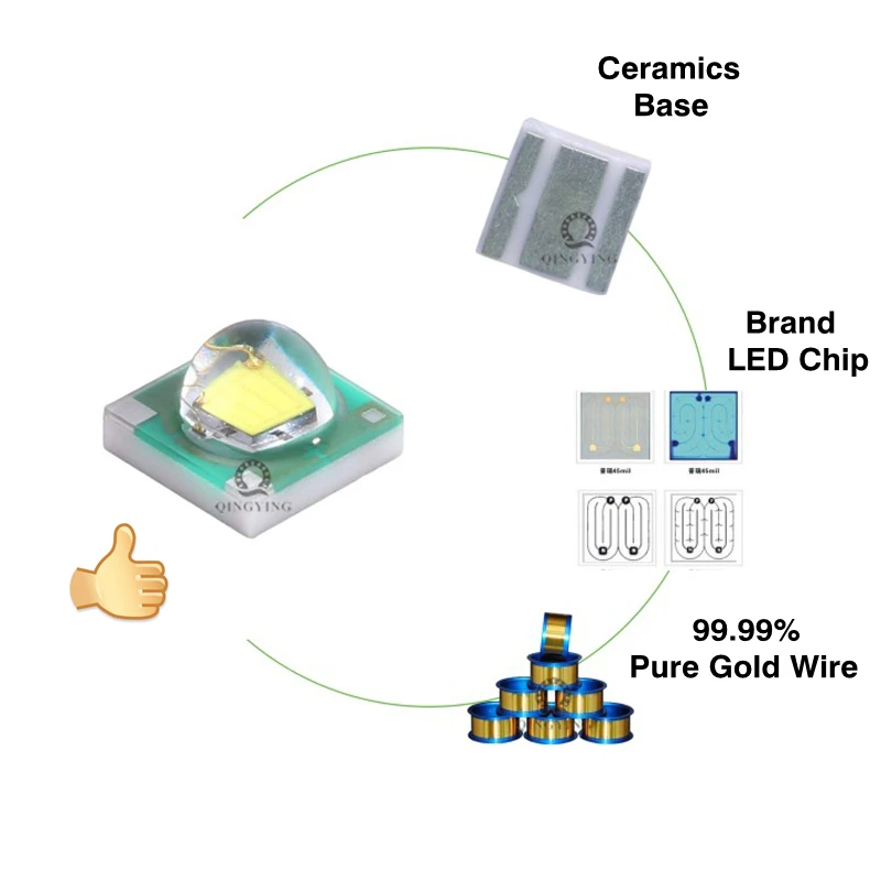 Chip LED para linterna de bicicleta, luz blanca fría de 3535 K, 6500K, 8000K, 10000K, 13000K, 1W, 3W, 10 piezas