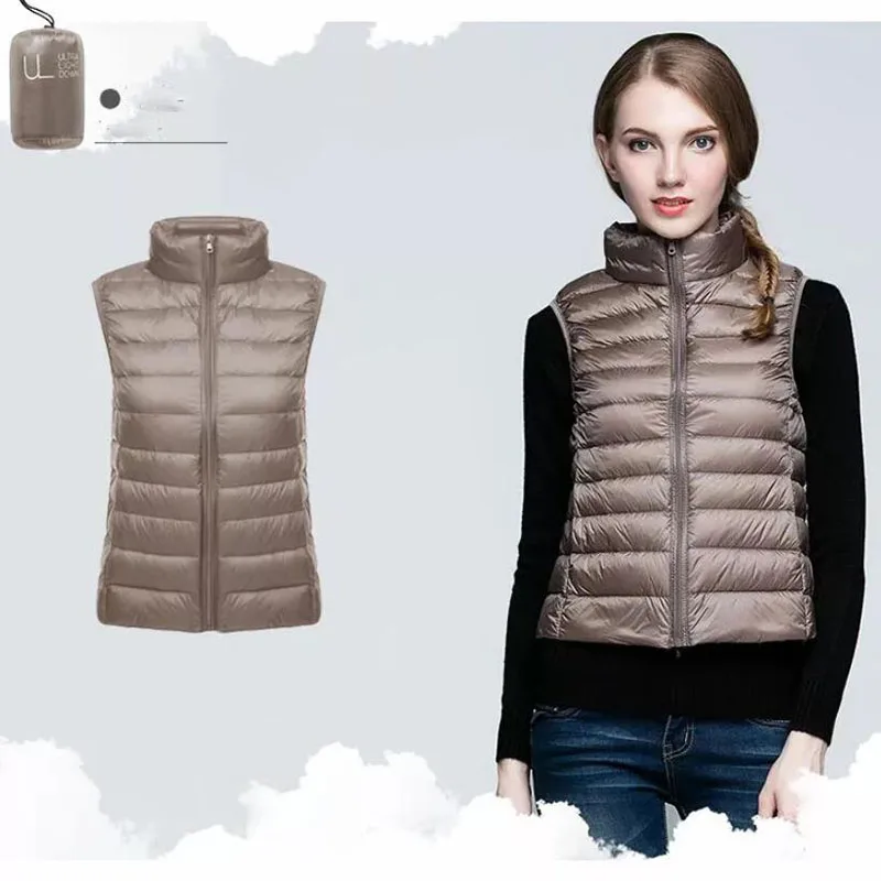 2022 Autumn Winter Down Vest Women Short Vest Lightweight Warm Waistcoat Women\'s Ultra Light Duck Down Coat Sleeveless Jacket