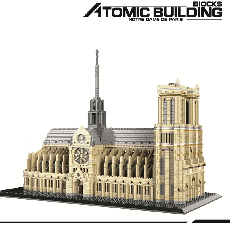 L'architettura storica di fama mondiale perduta Costruisci mattoni Notre Dame De Parigi Francia Collezione di micro diamanti Nanobrick Toy