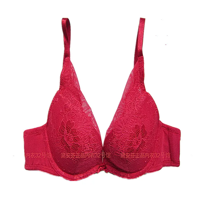 Women's Bra Red Color Only Have 3 PCS 3/4 Cup Push Up Underwire Thin Under Thick Mold Up Adjusted Straps Tow Hook and Eye Girl