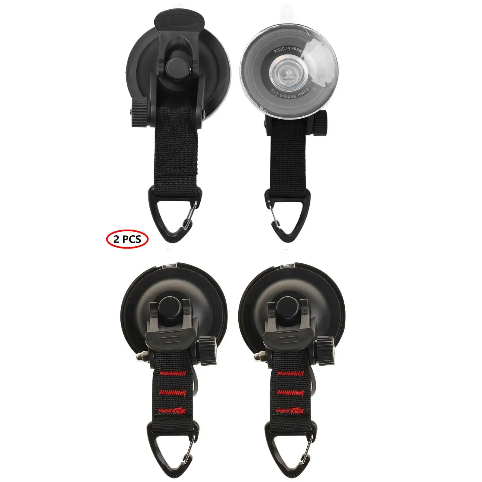 2 Suction Cups with Hooks Kit Heavy Duty Car Awning Windshield Suckers Reusable Anchor Strap Tent Tarpaulins Fixing Sucker Tools