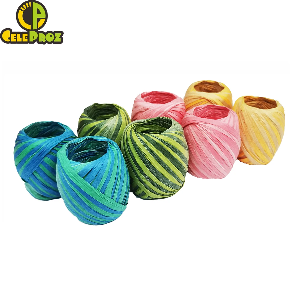 20M Paper Raffia Rope Ball Natural Straw Film Roll Gift Packing Thread Ribbon Scrapbooking Packaging String Cord Party Supplies