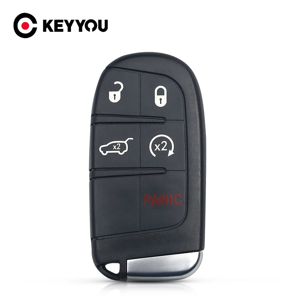 KEYYOU inteligentna zdalna obudowa klucza samochodowego 4 + 1 5 przycisków Fob Keyless do ładowarki Dodge Jeep Grand Cherokee 2013 2014 2015