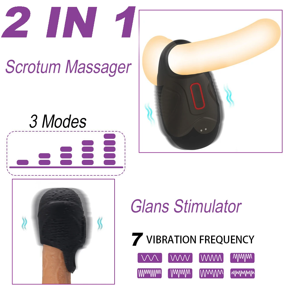 Vibrating Sex Toys for Men Testicle Penis Massager Silicone Male Chastity Vibrator Cock Sleeve Ring Penis Enlargement Sex Tools