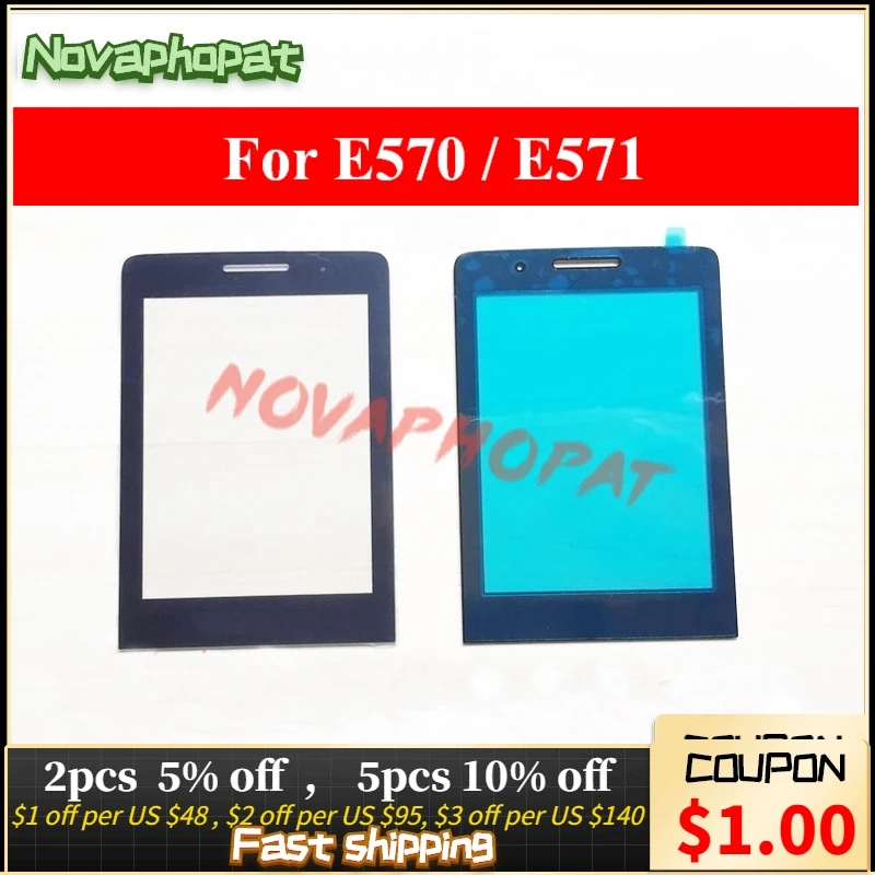 Novaphopat New Black Glass Screen For Philips E570 E571 Glass lens Panel Replacement (not touch screen Sensor)+tracking