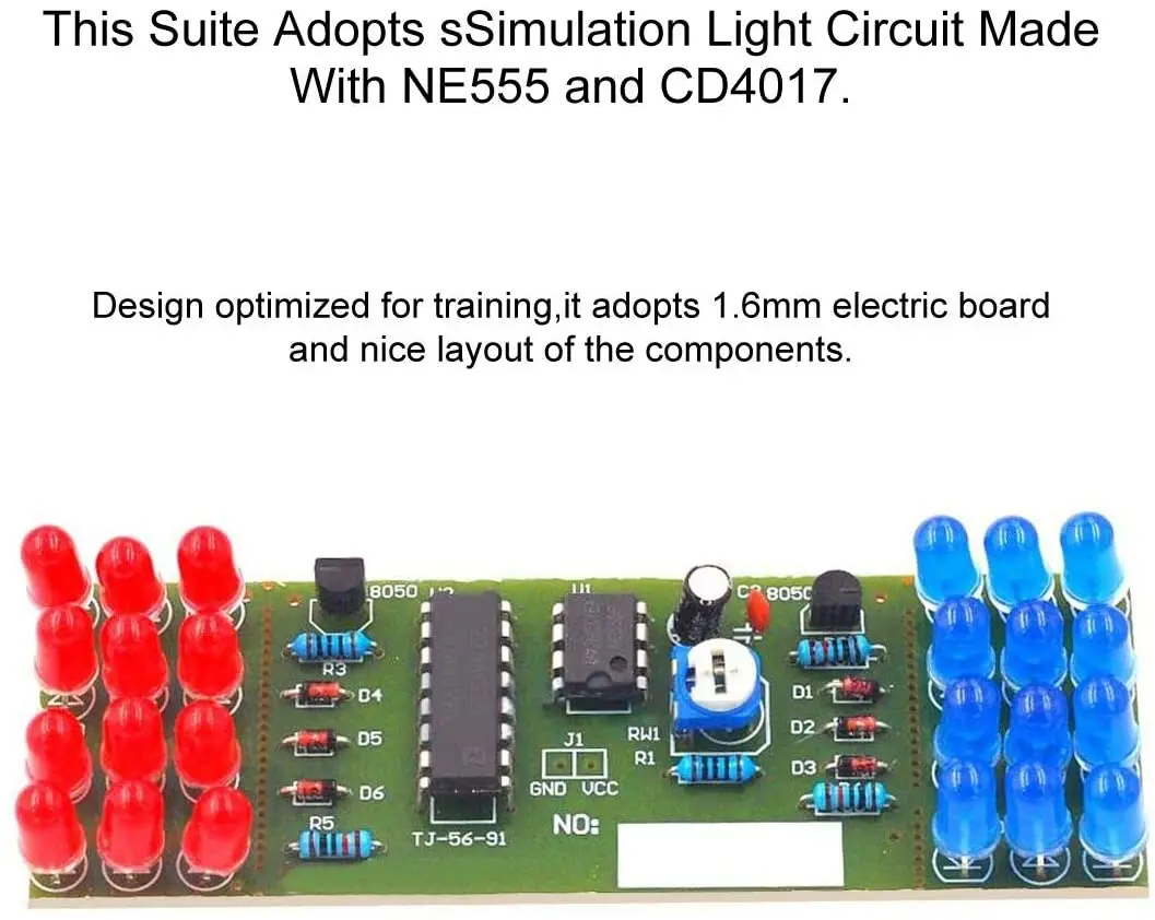 NE555 CD4017 IC LED أضواء الإلكترونية مجموعات أحمر أزرق ثنائي اللون لتقوم بها بنفسك عدة ستروب البدلة الإلكترونية وامض أضواء مكونات لتقوم بها بنفسك