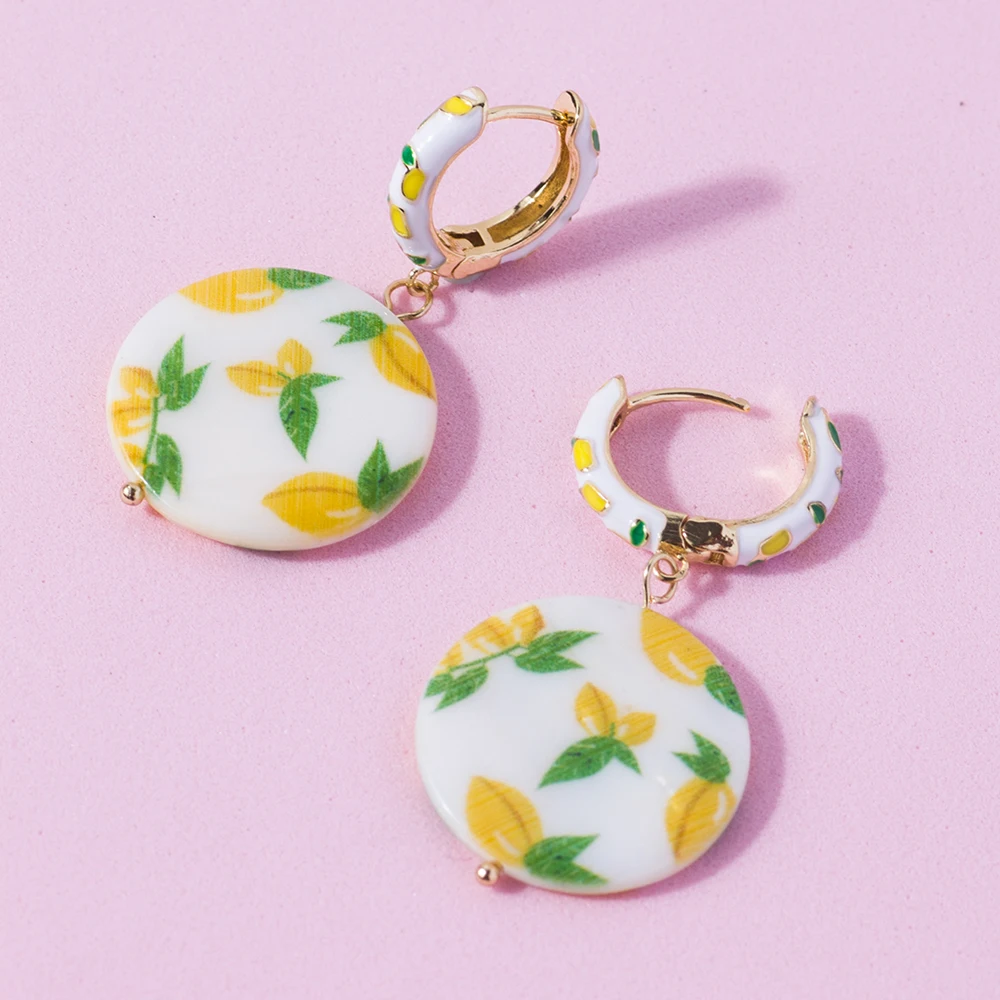 Lost Lady Cute Lemon Drop Earrings for Women Resin Fruit Large Statement Earrings Wholesale Jewelry Female Bijoux Dropshipping