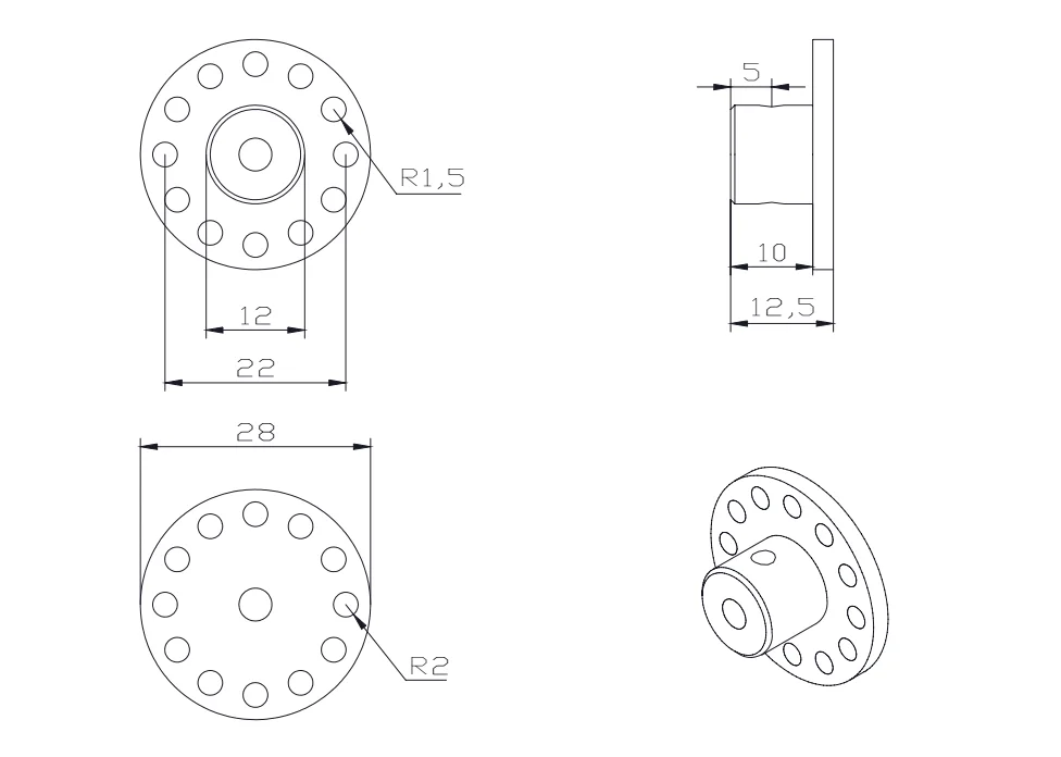 Flange Coupling / Internal Diameter 4/6/8mm Optional Aluminum Alloy Omnidirectional Wheel H