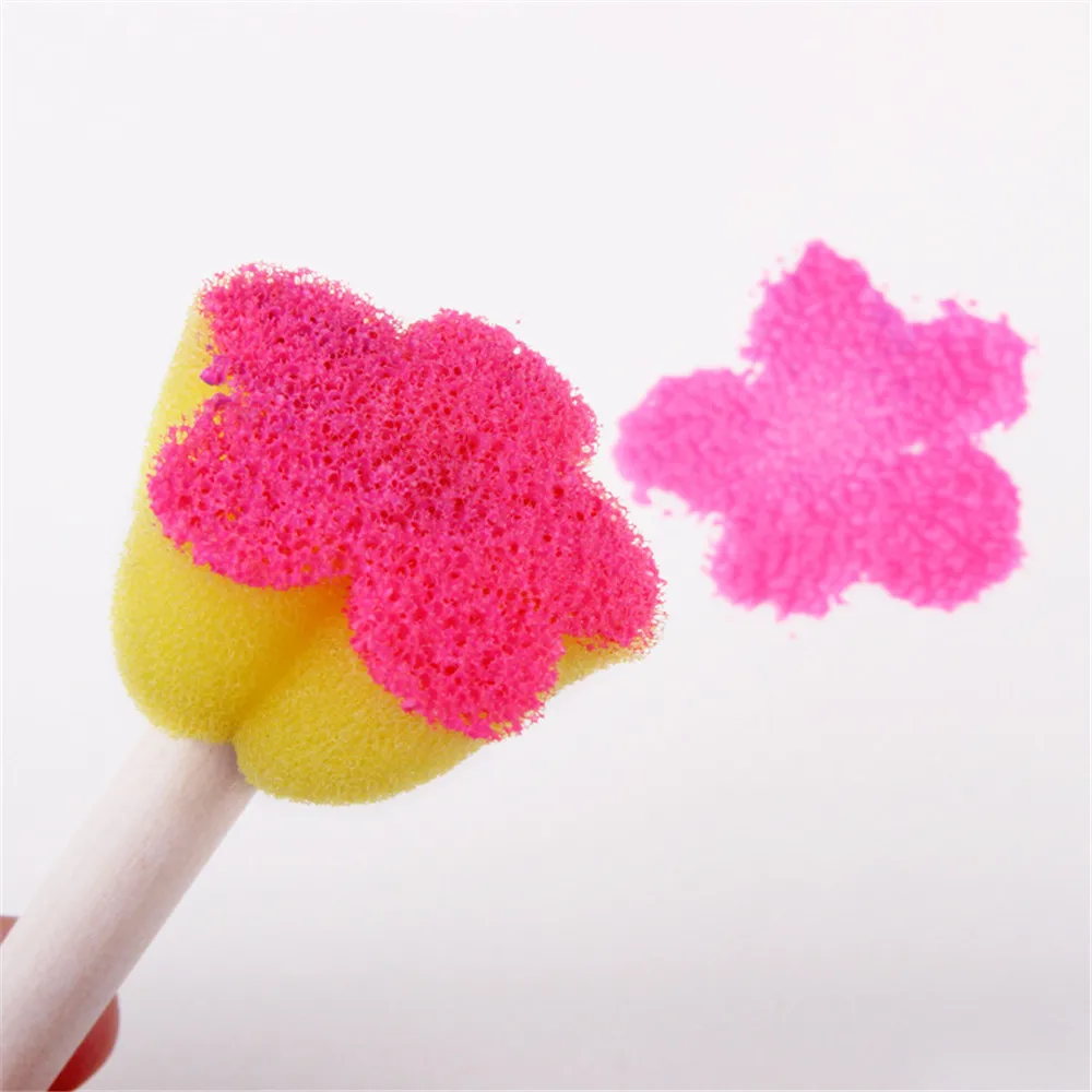 5pcs Paint Educational Art and Craft Creativity Boys GirlsToddler Sponge Stamp Brush Kits Flower Drawing Toys for Children J0496