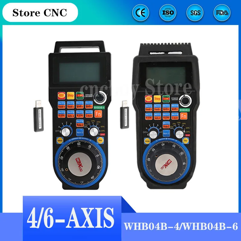 

XHC WHB04B-4/ WHB04B-6 CNC wireless handwheel Mach3 4-axis/6-axis suspension handwheel USB remote control 40m receiver