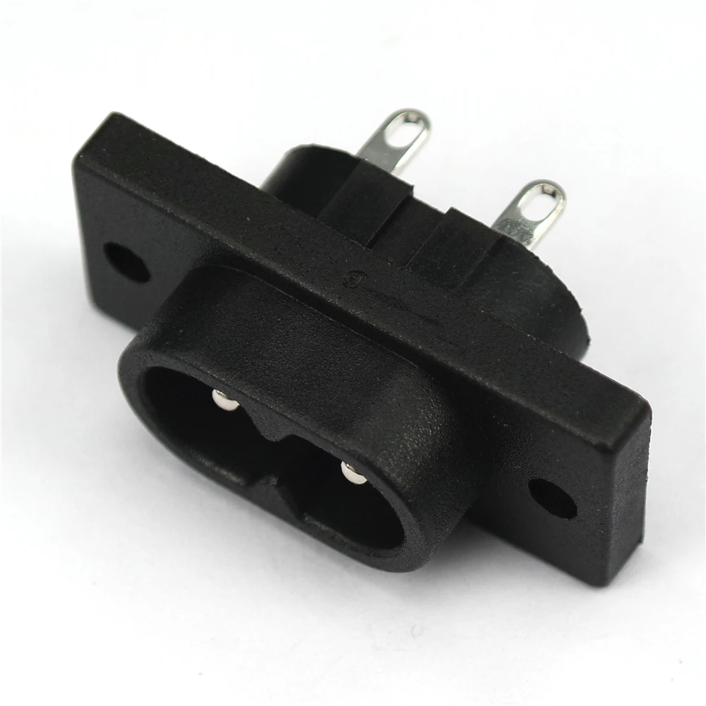 5szt C8 męskie gniazdo zasilania 2 gniazda zasilania wbudowane złącze elektryczne złącze 35mm * 15mm AC 2.5A 5A 250v dobra jakość czarny — zdjęcie 5