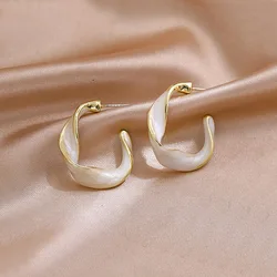 2021 New Korean Fashion Sweet Contracted Drop Earrings Joker Elegant Temperament Geometric Metal Modelling Women Earrings Fresh