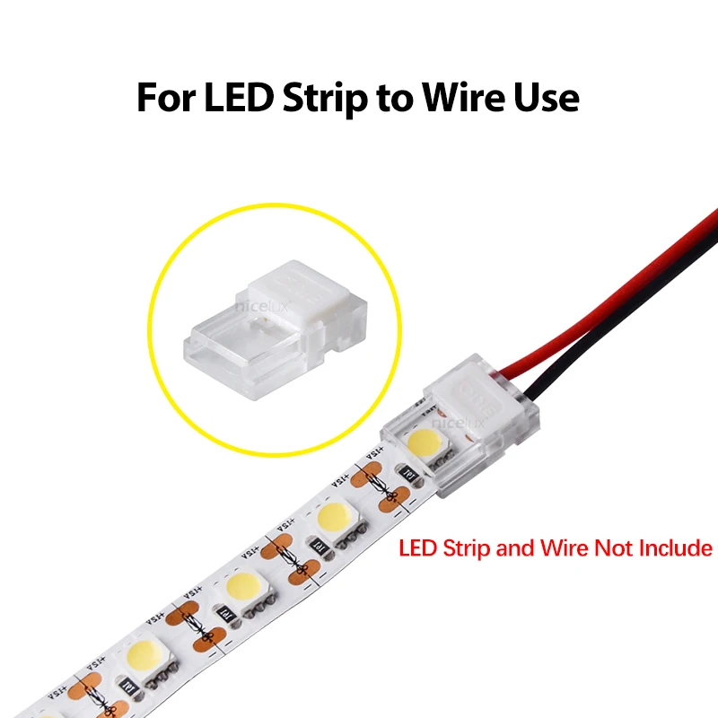 5pcs/lot LED Strip Connector  2pin  for 3528 5050 8mm 10mm IP20 LED Strip to Wire to Strip Power Use Welding Free Quickly