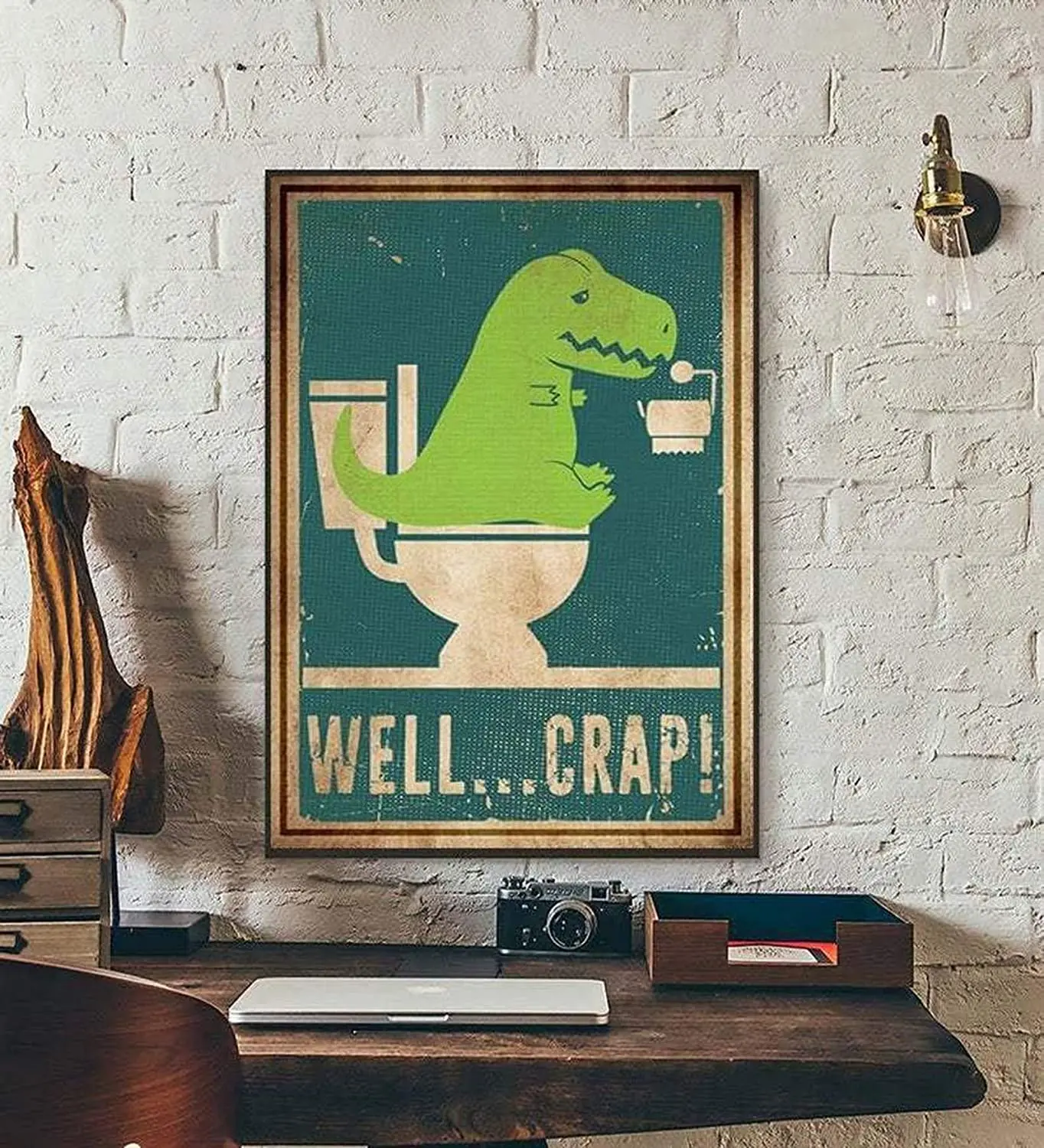 

Eeypy Metal Sign Funny Bathroom Art, Well Crap Funny Dinosaur Art,Dinosaur Lover Gift, Funny Jurassic Park Wall Art, Signs for