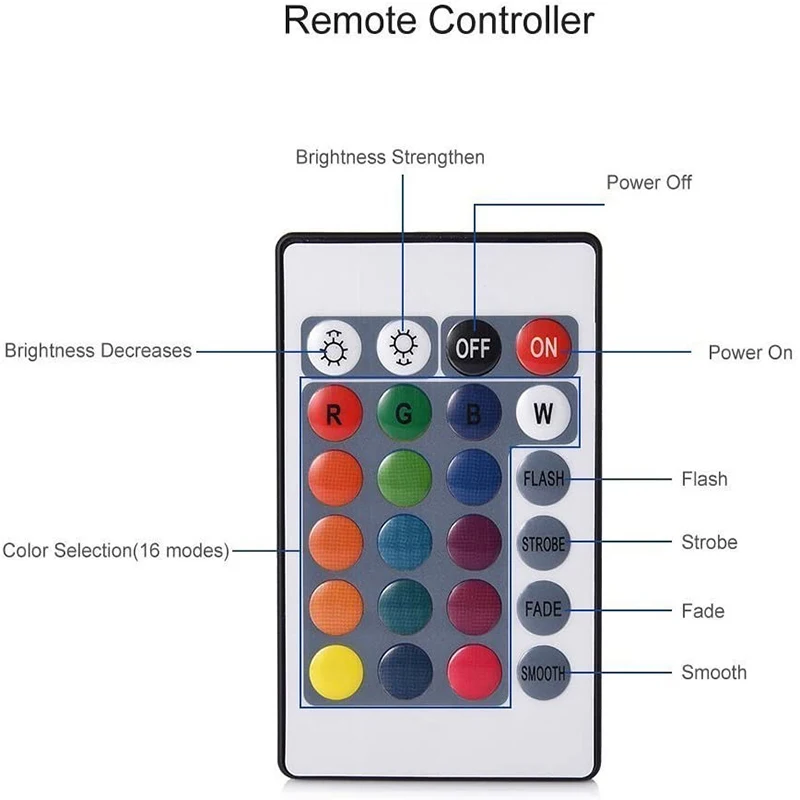 Led24 Key Remote Control Colorful RGB Diving Lamp Luminous Toy Fish Bathtub Lamp Baby Bath Landscape Vase Lamp