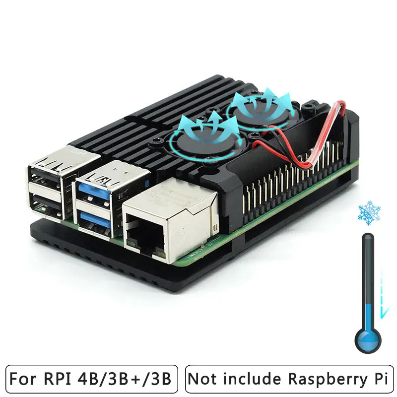 Raspberry Pi 4 с двумя вентиляторами, Модель B / 3B +/3B, 4 цвета