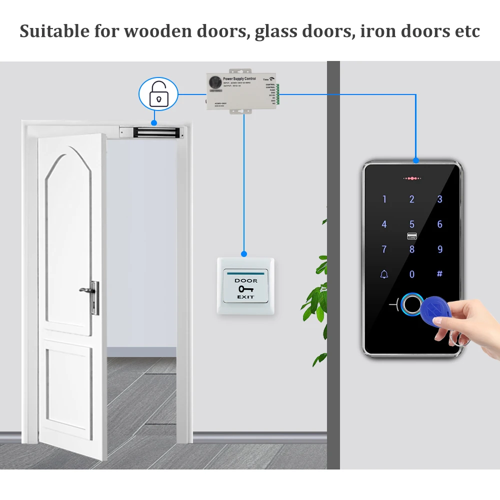 YiToo IP68 Fully Waterproof Fingerprint RFID Keypad Touch Screen Panel Biometric Standalone Access Control System Outdoor Use