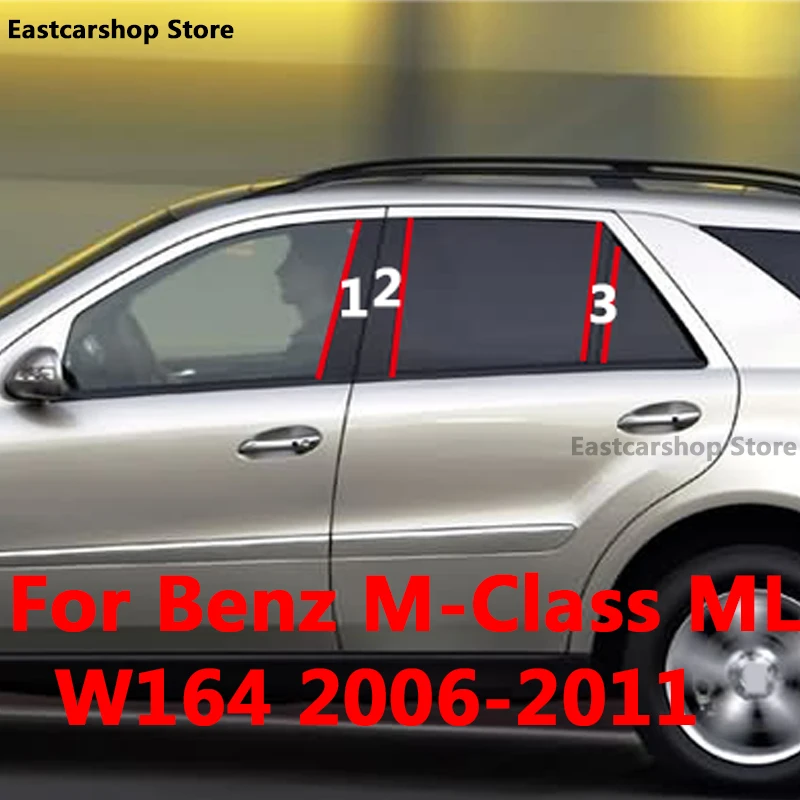 

For Mercedes Benz M Class W164 ML 2006-2011 Car Middle Window B C Center Pillar Sticker PC Central Frame Strip Cover Accessories