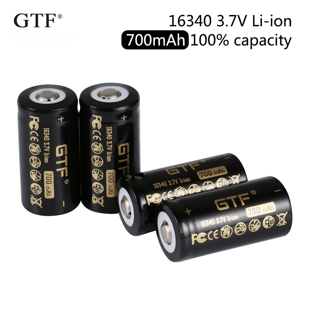 

Original CR123 16340 Battery 700mAh 3.7V 16340 Rechargeable Li-ion Battery for Laser Pen LED Flashlight Torch CR123A LR123A Cell