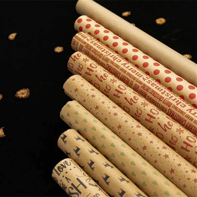 Christmas Present Gift Wrapping Paper  New Year 2021 Present Packaging Material Cardboard Paper Christmas Craft Paper