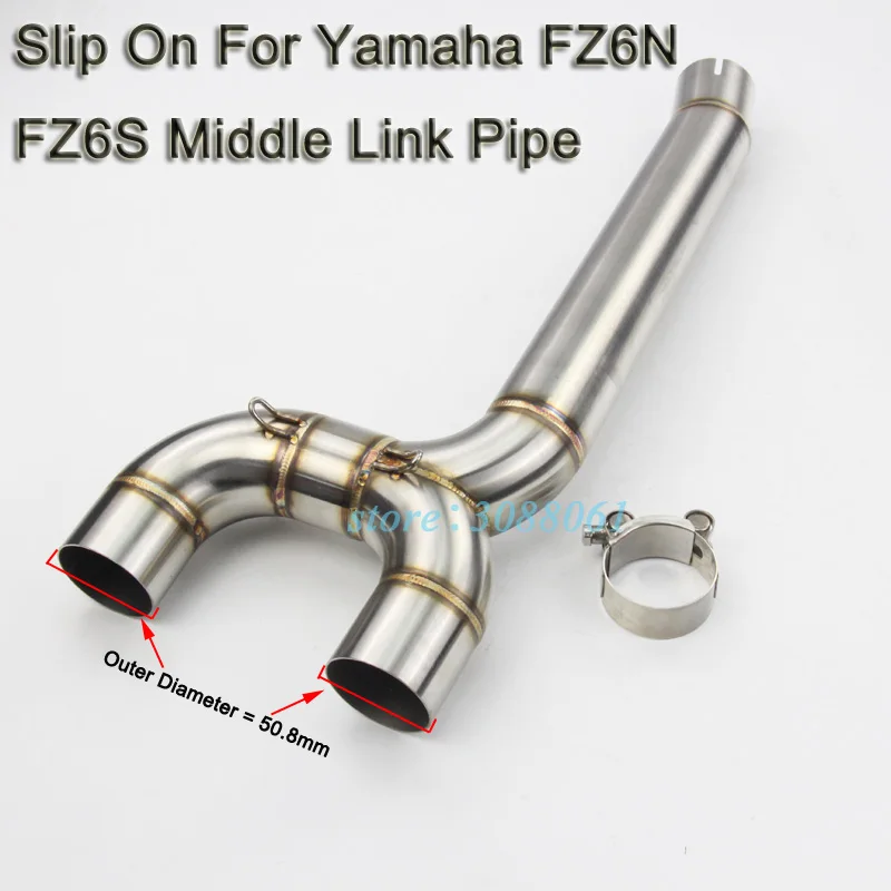 

FZ-6N FZ-6S Slip On Connector Link Pipe For Yamaha FZ6N FZ6S FZ6 Motorcycle 51mm Exhaust Muffler Steel Middle Pipe Tube