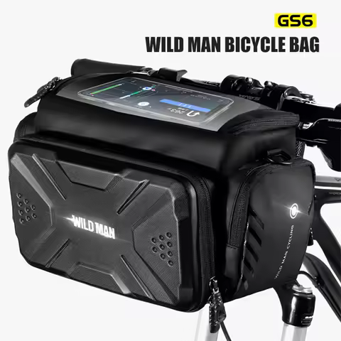 WILD MAN EVA Hard Shell Bicycle Handlebar Bag Touch Screen Phone Holder Electric Scooter Front Bag Crossbody Camera Pouch