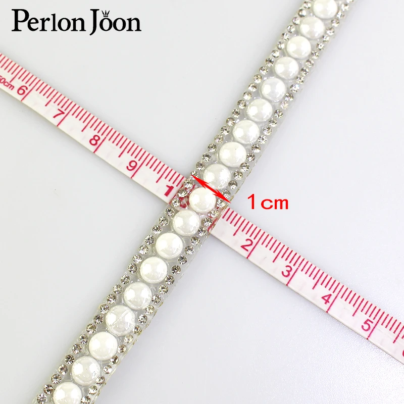 1 Yard Classic Color Pearl Rhinestone Hot Fix Tape Ribbon Crystal Rhinestone Decoration Iron Shoes Clothing Accessories TR125