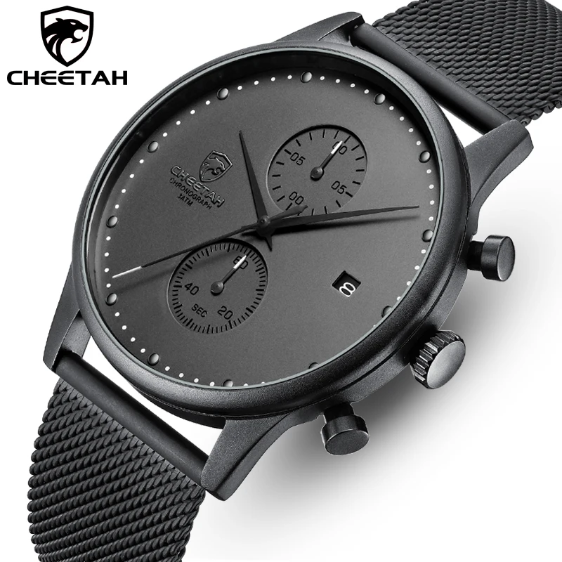 New CHEETAH Men Watch Fashion Military Sports Male Clock Stainless Steel Luxury Waterproof Quartz Wristwatch Relogio Masculino