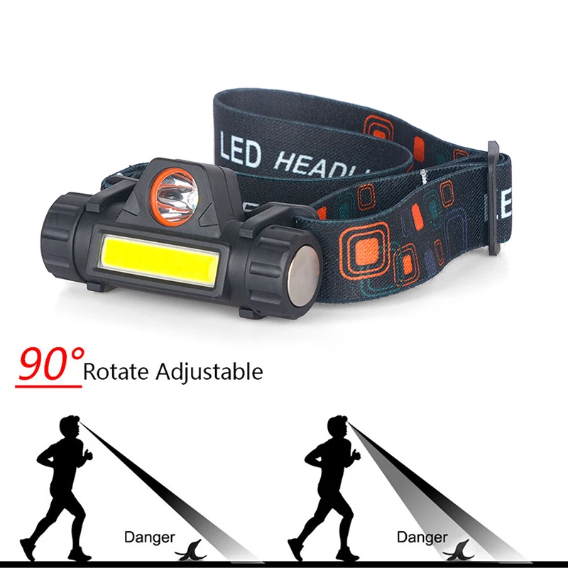 Built in Usb Rechargeable 18650 Battery Sensor XP-G Q5 Headlamp Head Lamp Headlight Waterproof 2500lm Cob Led Working Light 5w