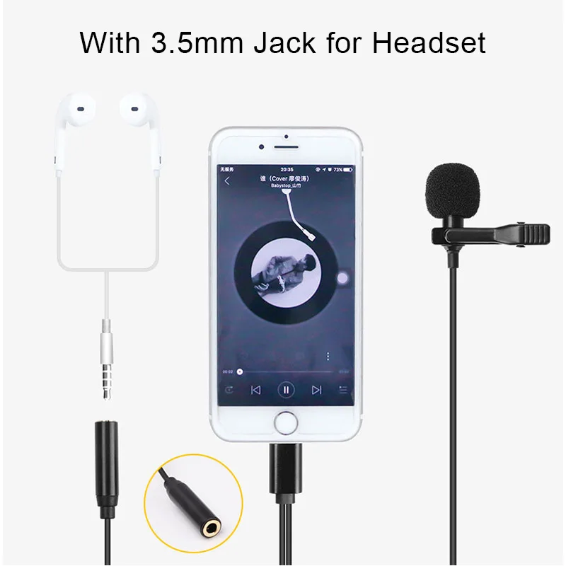 Mini Portable Clip-on Lapel Microphone for Lightning Type C 3.5mm Microfone for IPhone IPad Android Smartphone PC Laptops