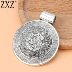 ZXZ 2pcs Tibetan Silver Large Boho Medallion Round Charms Pendants for Necklace Jewelry Making Findings 76x62mm