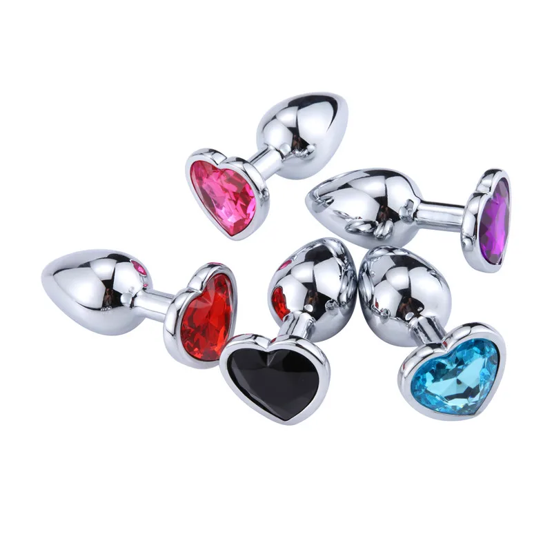 Heart shaped metal anal plug Sex Toys Stainless Smooth Steel Butt Plug Tail Crystal Jewelry Trainer For Women/Man Anal Dildo