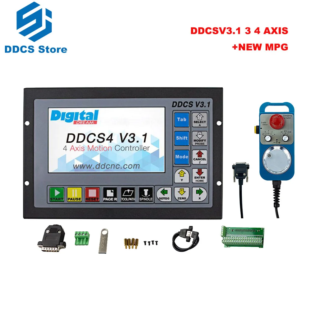 

Обновленная версия ЧПУ-контроллера DDCSV3.1 3/4 оси 500 кГц G-код автономный ЧПУ-контроллер + Новый 4-осевой аварийный стоп-маховик
