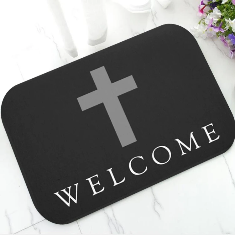 Elegant Christian Faith Initial Religious Cross Doormat Door Mat Rug Carpet Modern Non Slip Rubber Mats Holiday Home Decor 50x80