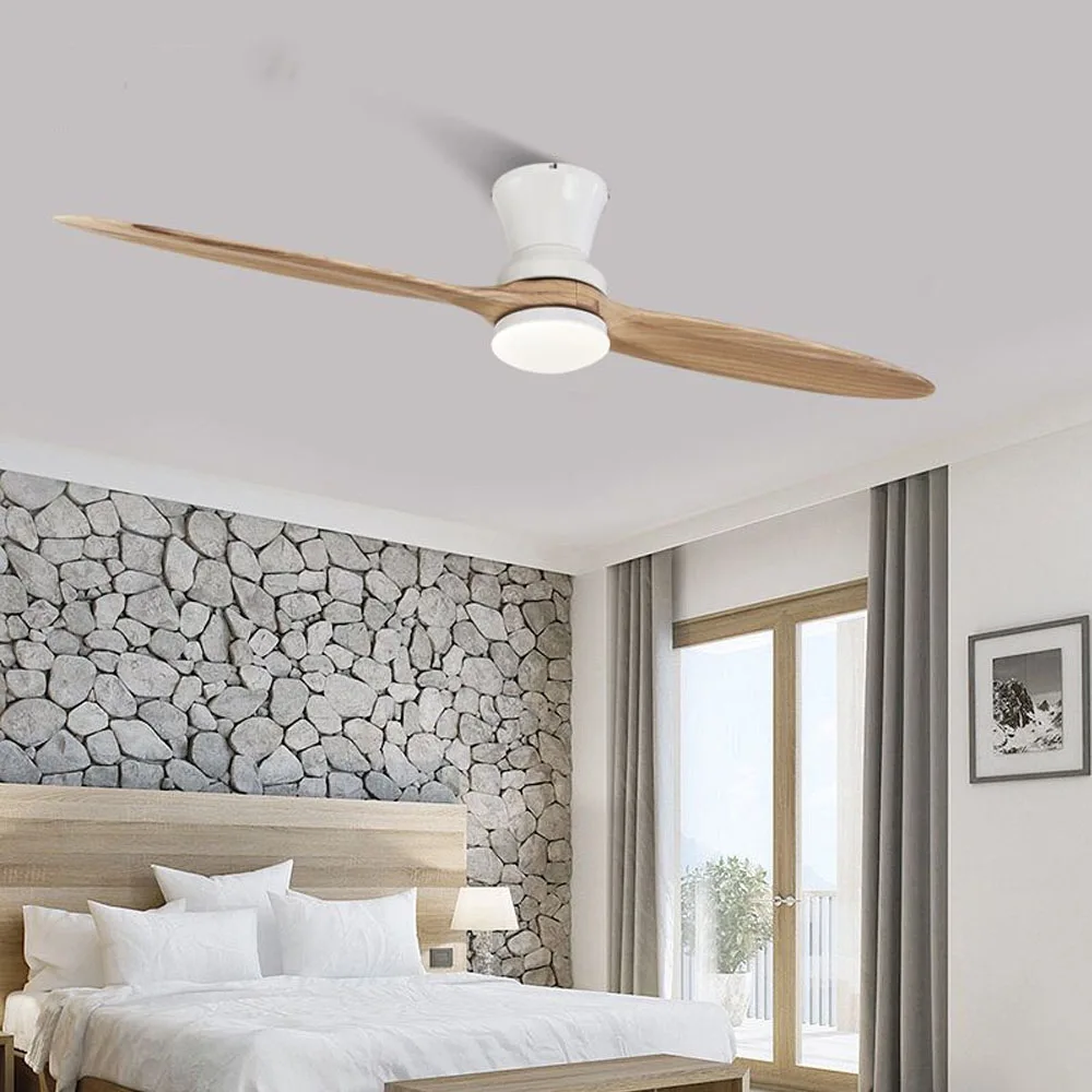 60 Inch 2pcs Blades Wood Ceiling Fans Nordic American Style DC Fans With Light or Without Lights For  Dining Living Room Bedroom