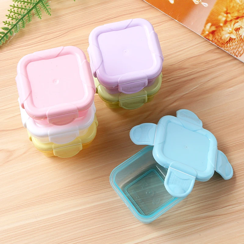 1PC 60ML Mini Airtight Plastic Containers Small Storage Box Moisture-Proof Food Container Leakproof Lid Kitchen Accessories