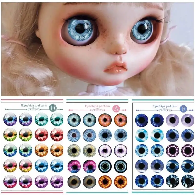 9pcs/set  DIY Eyechips Pattern Blyth Doll Eye Chips Paper Pattern for 1:6 ICY Blyth Doll Accessories Pupil paster DIY TOOL