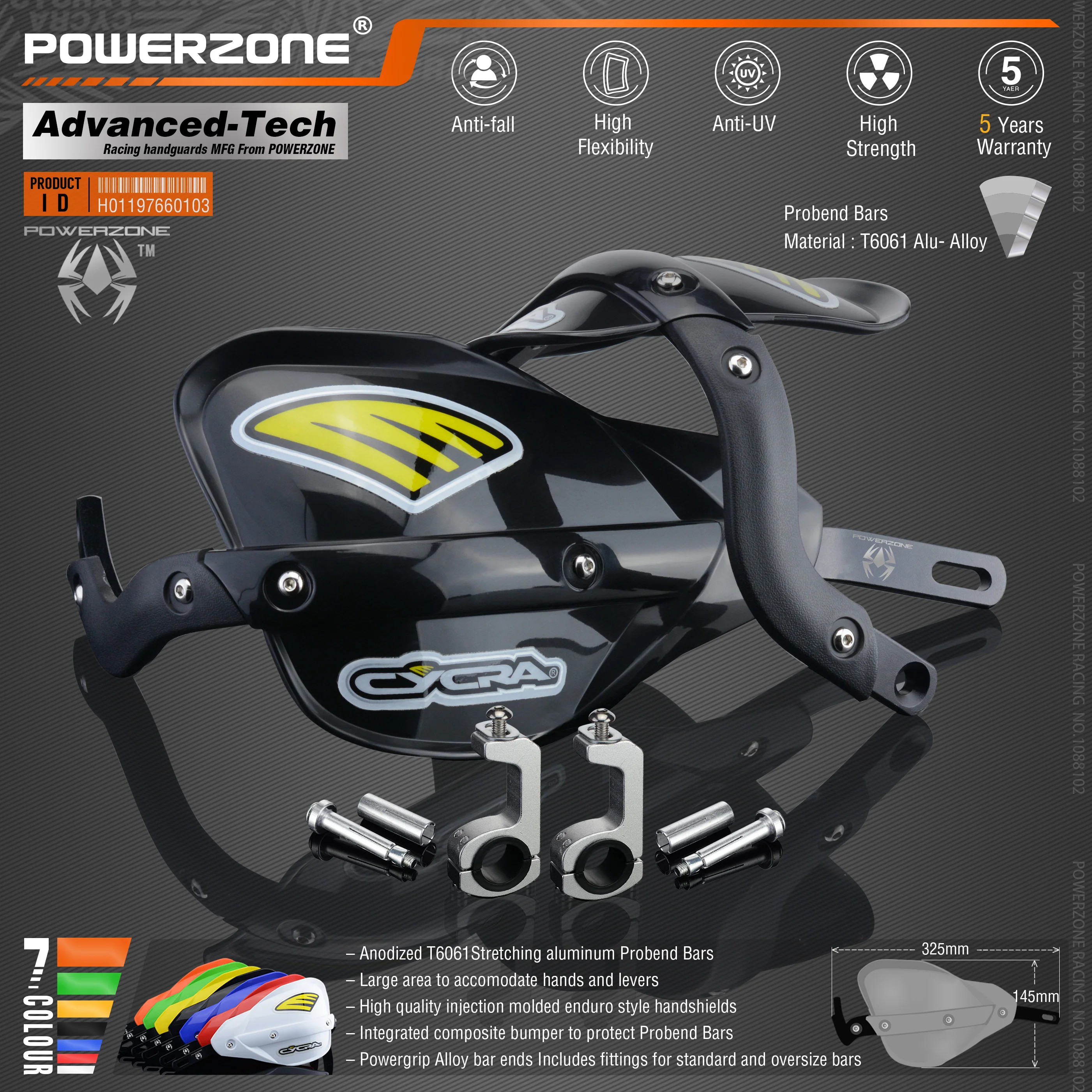 Powerzone-ホンダktm,adv,exc,endurohusqvarna,te,crf,wrf,drz,klx,オートバイ,ダートバイク,atv用のprobendハンドガードハンドルバー