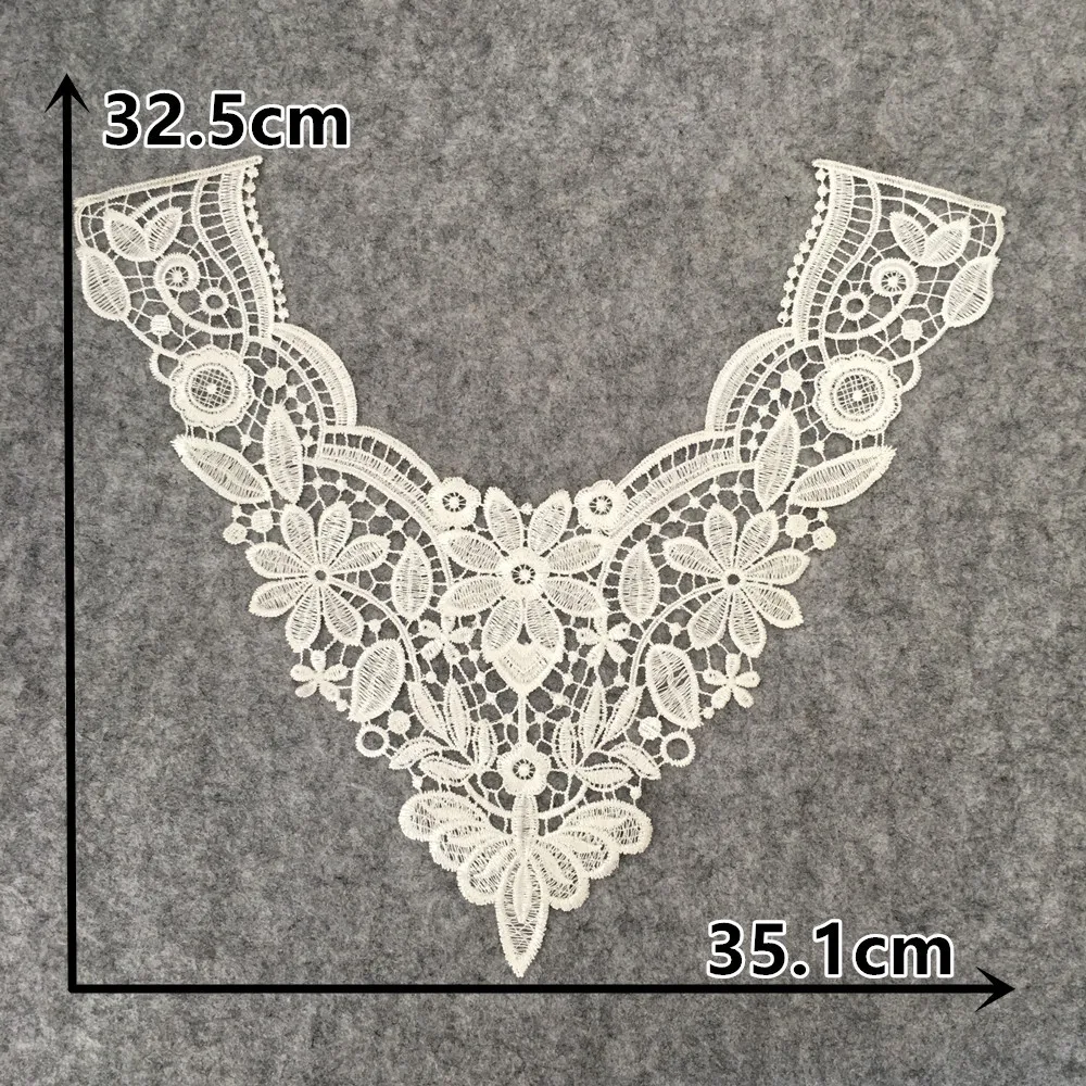 Lace Collar 3D cotton Lace Fabric Trim ribbon DIY Embroidery Applique Sewing guipure wedding Neckline decorate 1 pcs sale