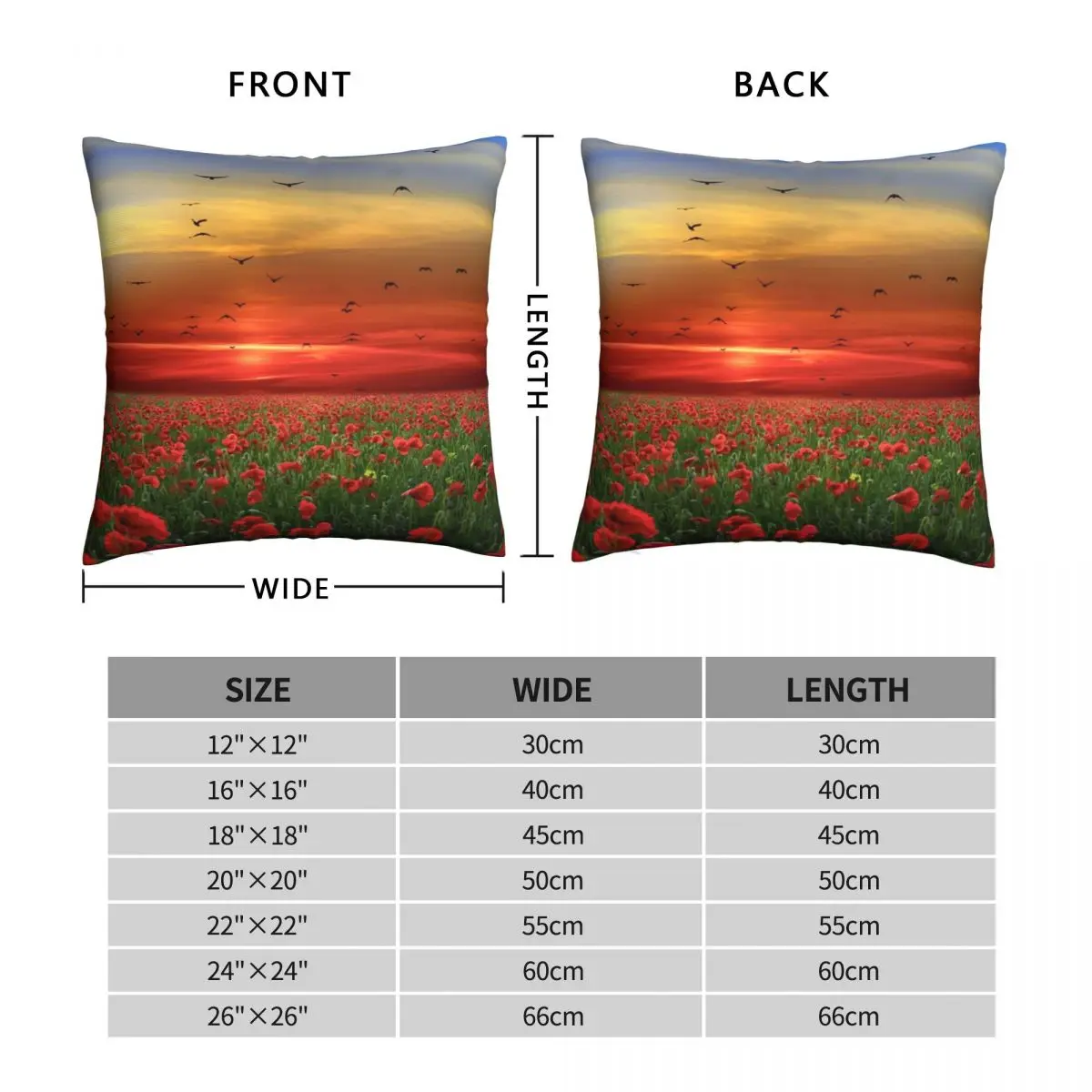 Beautiful Sunset Photograph Square Pillowcase Polyester Linen Velvet Printed Zip Decor Bed Cushion Case