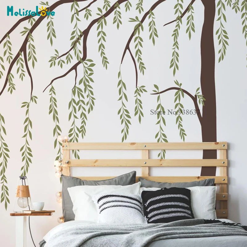 Leafy Weeping Willow Tree Decor Wall Decal Baby Room Nursery Living Room Wall Sticker Removable Vinyl Wallpaper BB744