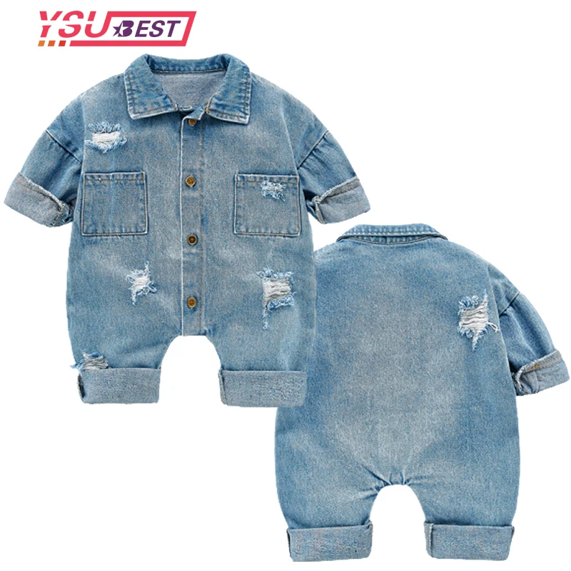 Newborn Baby Clothes Baby Girl Clothes Outfits Baby Boys Rompers Kid Cotton Flexible Hole Denim Costume Girls Infant Jumpsuit