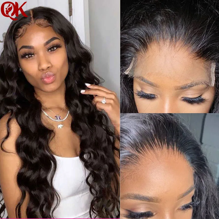 

QueenKing Hair Invisiable Transparent 6x6 Super Fine HD Lace Closure Wigs Brazilian Body Wave Black Lace Front Human Hair Wigs