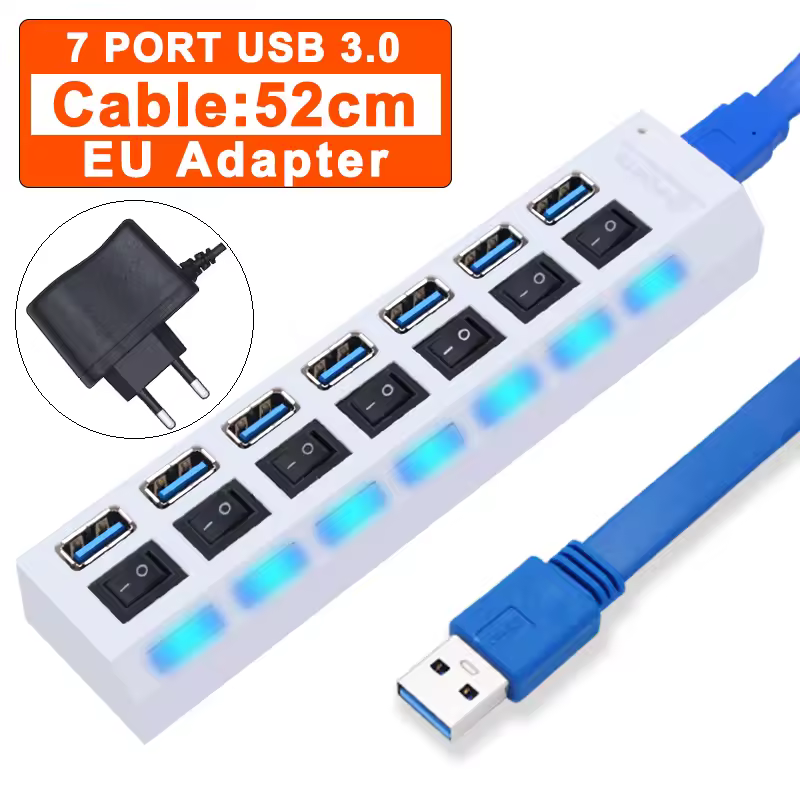 USB Hub 3.0 Hub USB 3 USB 2.0 Multi USB Splitter Power Adapter 4/7 Port Multiple Expander 2.0 with Switch for PC Accessories - Image 12