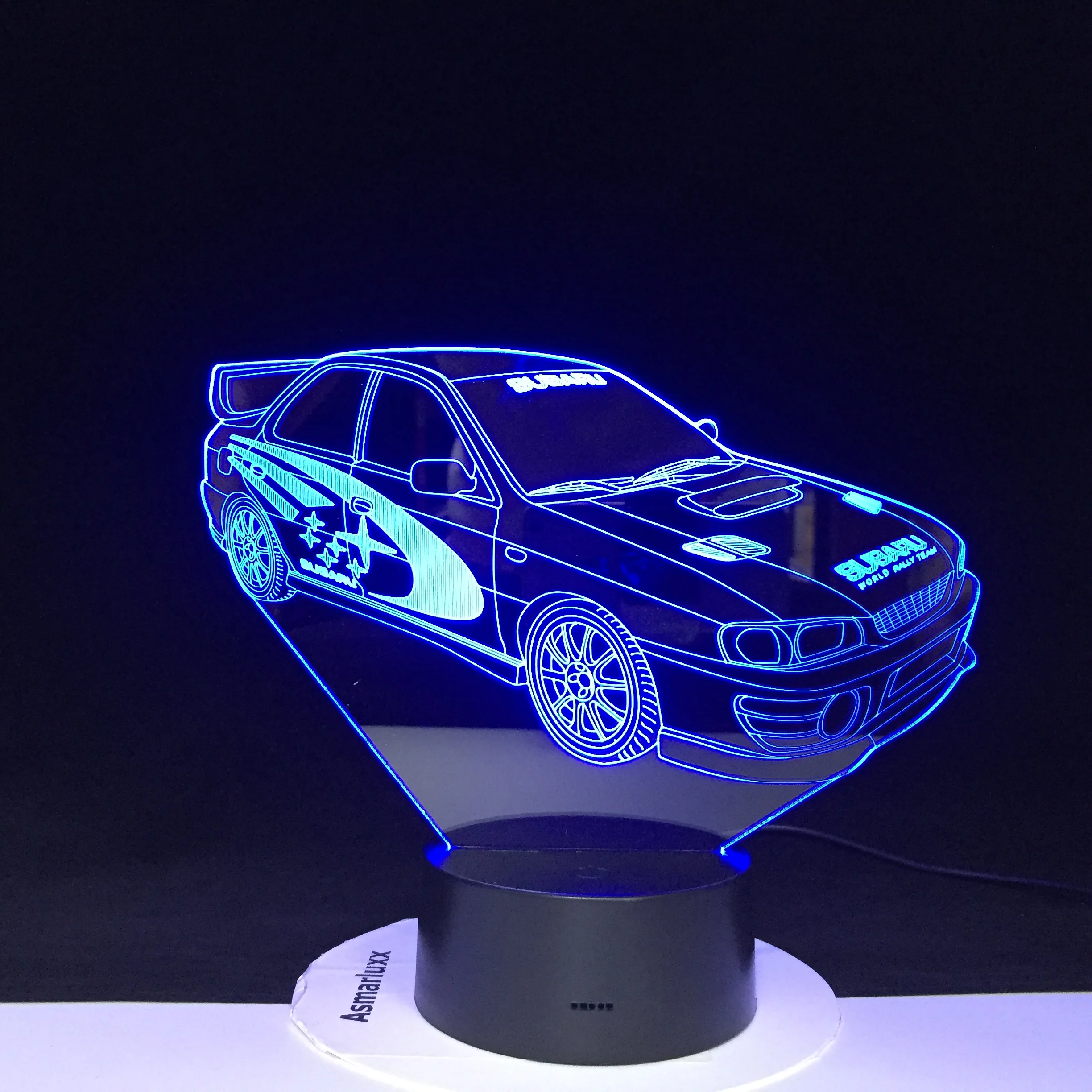 Lámpara 3D de coche de carreras multicolor con control remoto para regalo de cumpleaños, luz nocturna Led óptica de Lava alimentada por batería,