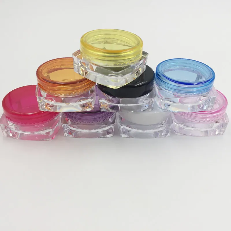 

Free Shipping 100pcs 3ml/3g cream jar, 3g plastic cosmetic container, plastic display bottle,sample jar 3g,cosmetic packaging